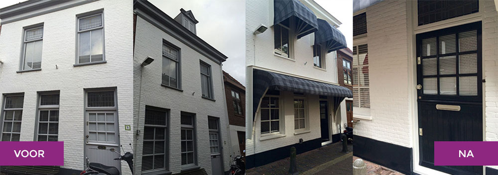 Totale onderhoud van een woning in Haarlem. Onder andere het schilderwerk, zinkwerk en de markiezen zijn vernieuwd.
